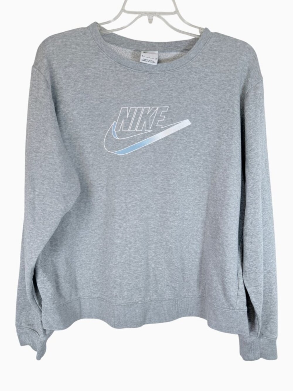 Nike Grey Gradient Swoosh Crew Neck Sweatshirt Womens Size M Activewear